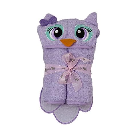 Hooded Towel Owl One of a Kind Toddler Towel Purple X Large 54"X30" 100% Cotton Animal Character with Paws and a Tail by Frenchie Mini Couture Cover