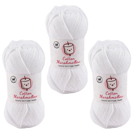 Image of NESTNHAVEN Cotton Marshmallow 100% Cotton Yarn - (50 g, 130 m) - Luxury Yarn for Crochet, Amigurumi, Embroidery, Toys, Garments, Flowers and Hobby Projects (White) |
