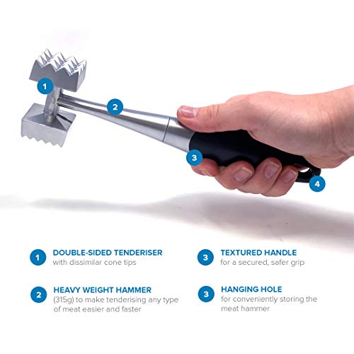 Joeji's Metal Meat Hammer - Heavy Duty Double Sided - Tenderiser Mallet Masher - Great for Steak Mince Chicken Breast & Fish - Ergonomic Grip & Hanging Hole - Image 3