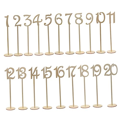 VINTORKY 20Pcs Wooden Table Numbers with Holder Wood Color Seating Assignments for Wedding Reception and Home Decoration Easy to Display Guest Tables