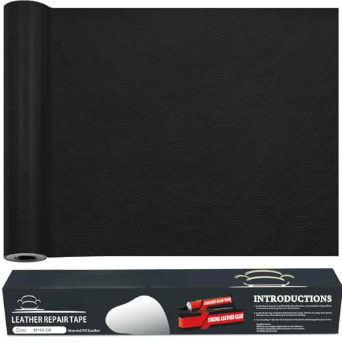 Image of TOPSELLERS BLACK Leather Repair Patch Kit with Super Strong Glue Tube - Premium Genuine Leather for Sofa, Car, Bike Seats & More