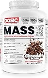 BASIC SUPPLEMENTS Mass Gainer Protein Powder, Supports Muscle Growth & Recovery, 50g Protein, 190g Carbs, 1030 Calories, Gluten-Free, RBST-Free, No Artificial Colors (6 Pound, Chocolate)