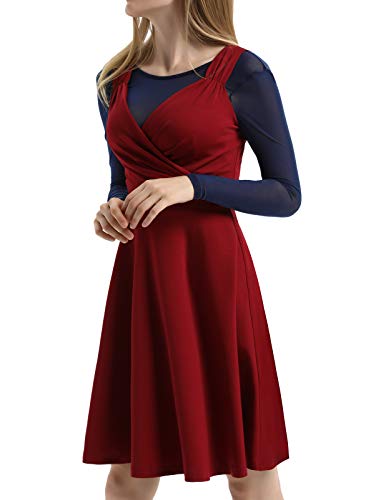 Kate Kasin Sheer Long Sleeve Top Mesh Shirts for Women(XL,Navy)