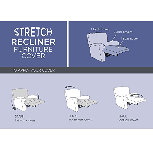 Maytex Torie Stretch 4Piece Recliner Furniture Cover/Slipcover, Tan #TOP4