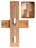 HAFITH Sauna Sand Timer, Wall-Mounted Sauna Accessories, 15 Minute Sand Timer, Heat-Resistant Glass & Cedar Wood Wall Mounted Sand Clock, for Sauna Spa & Home Relaxation, Wich 2PCS Wrist Keychain
