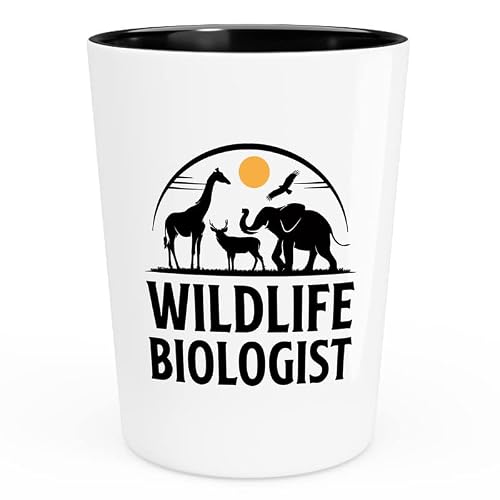 Flairy Land Biologists Shot Glass 1.5Oz - Wildlife Biologist - Professor Scientist Microbiology Lab Electrons Morons Physics Research Statistics #TOP12