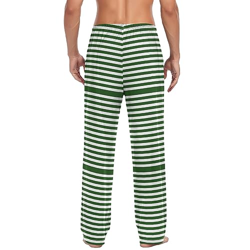 Men's Pajama Pants White Green Striped Lines Lounge Pants Super Soft Pajama Bottoms with Pockets2