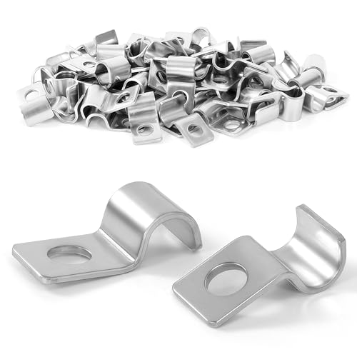 Yesaler Abrazadera para Tubos en U Cable Clips de Acero Inoxidable 6mm Grapas para Cables Pared para Cables Alambres 50 Piezas