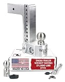 Weigh Safe Adjustable Trailer Hitch Ball Mount - 10" Drop Hitch for 3" Receiver w/ 2 pc Keyed Alike