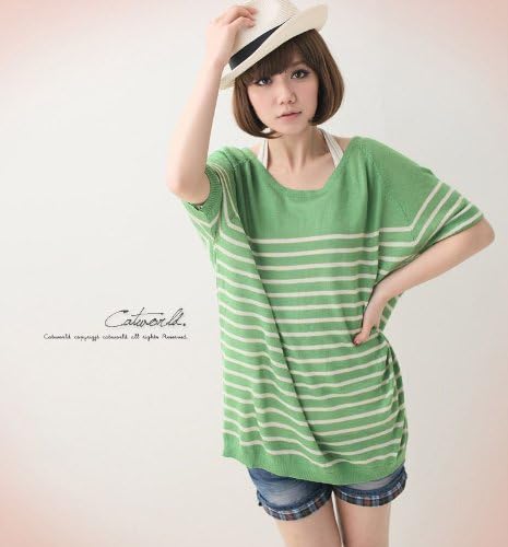 Amazon ボーダー柄カットソー緑 Tシャツ カットソー 通販