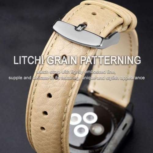 Image of ANNEFIT Watch Band 17mm, Quick Release Textured Padded Leather Straps with Silver Buckle for Men and Women (Gold)