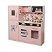 TOUCH US Wooden Play Kitchen Toy Set with Light, Kids Children Pretend Toy Kitchen Playset, Sink Play Toy Oven with Microwave,Toddler Cooking Set Toy for Ages 3+Baby Girls Boys (Pink)