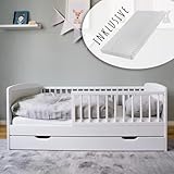 FÜR 2 BIS 6 JÄHRIGE: Perfekt geeignet als Übergangsbett nach dem Babybett, und vor den 90x200cm Riesenbetten für unsere Kids. Empfohlen bis Körpergröße 110cm, entspricht einem Alter von 5 bis 6 Jahren. (Außenmaße: 144,2 x 75,7 x 64 cm)