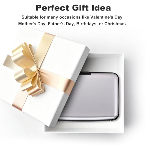 Image of ELFISH Mini RFID Aluminum Wallet Credit Cards Holder Business Card Case Metal ID Case for Men Women (Silver)