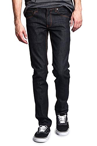 Victorious Men's Skinny Slim Fit Stretch Raw Denim Jeans Dl936 - Black/Timber - 34/34 #TOP4