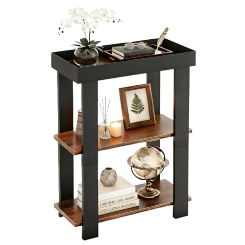 ZEXVIDA Narrow Side Table, 3-Tier Side Table, Rustic Farmhouse Narrow