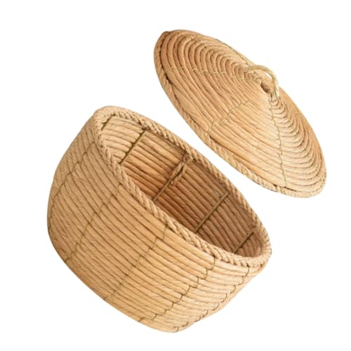 Rattan Storage Basket Woven Basket Decorative Baskets Shelf Baskets for Storage Woven Storage Basket Snack Organizer Bread Basket with Lid Cute Basket Door Basket Paper Rope Coffee STOBAZA