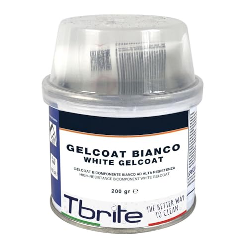 ARMERIAONLINE SINCE 1999 T-Brite Gelcoat blanco bicomponente de alta resistencia, 200 g, para reparación de superficies náuticas