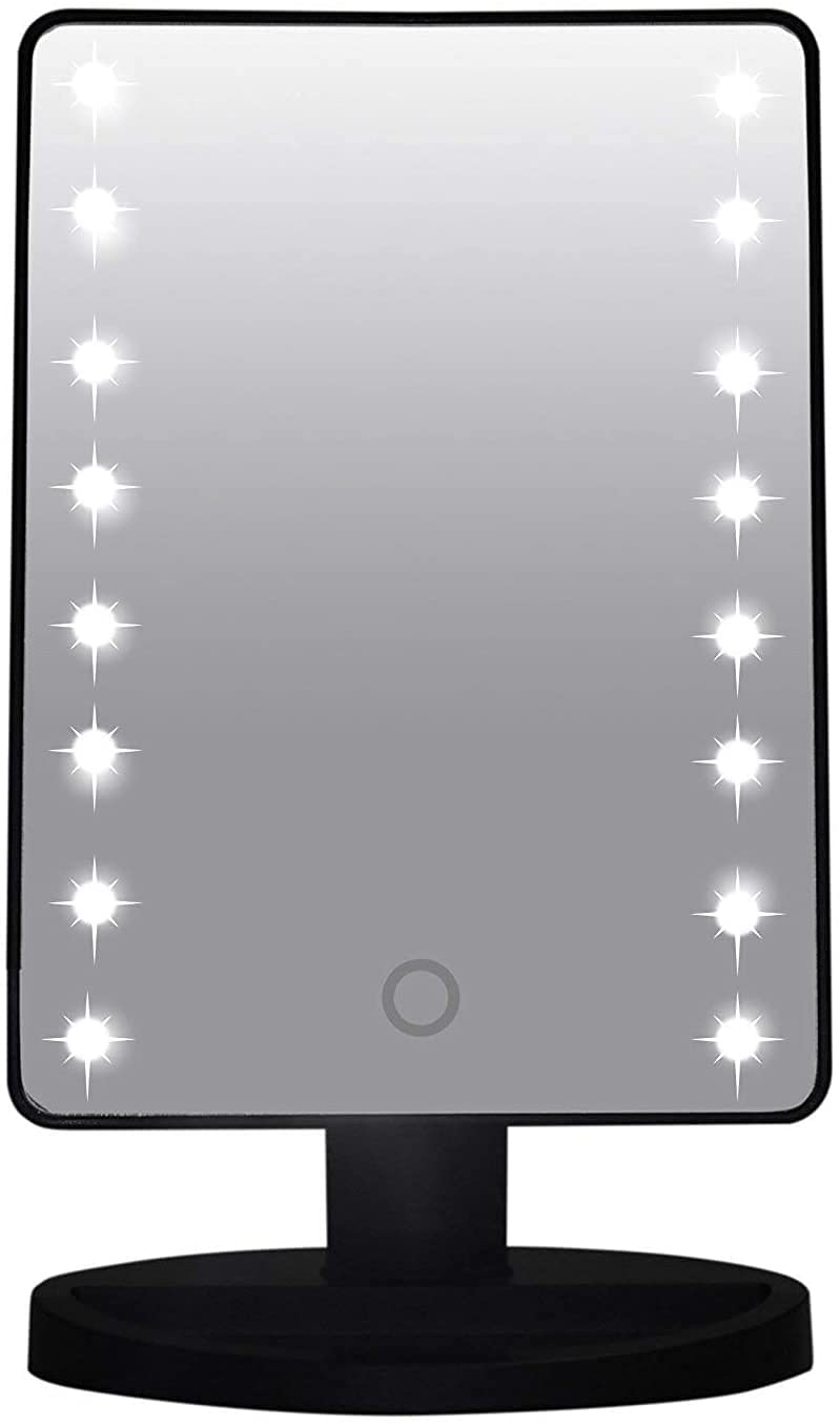Led Vanity Mirror Makeup Mirror Touch Screen Vanity Mirror with Led Brightness Makeup Shaving Mirror with Natural White LED Light,180 Degree Swivel Rotation Tabletop Bathroom Mirror-image-8