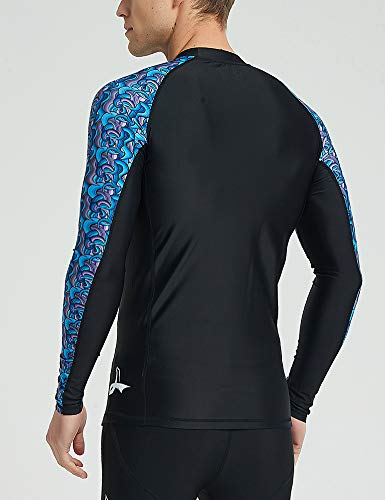 LAFROI Men's Long Sleeve UPF 50+ Baselayer Skins Compression Rash Guard (Swirl, XXL)