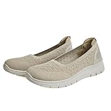 Mocasines Mujer Verano Casual Paseo Flexibles Uso Diario Beige 40