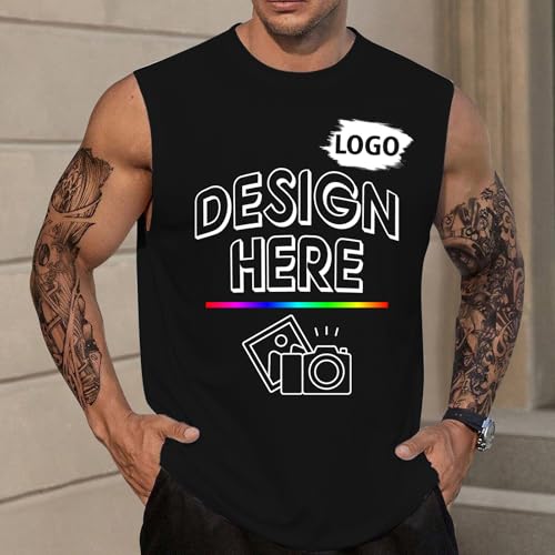 Custom Sleeveless Shirt for Men Personalized Mens Sleeveless Tank Design Your Own Image Logo Text Tank Top for Gifts3