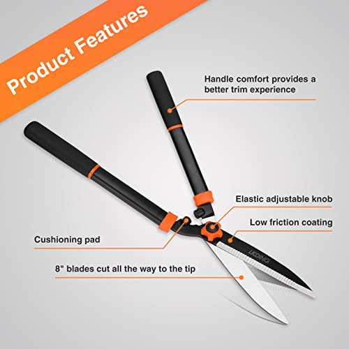Lkding Lightweight Hedge Shears Manual Hedge Clippers For Trimming Borders Topiaries Boxwood And Decorative Grasses, 21 Inch Carbon Steel Bush Cutter #TOP1