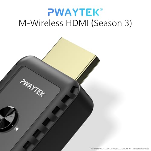 Wireless HDMI Transmitter and Receiver with Adapter 4K, Wireless HDMI Extender 1080P HDMI Wireless Kit, Plug & Play, Support 2.4/5GHz for Streaming Video and Audio to Monitor from Laptop/Pc/Tv Box