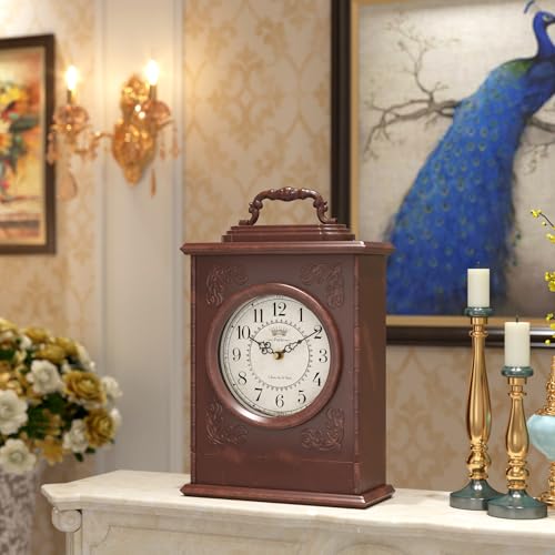 Vintage Mantel Clock with Hidden Safe, Antique Brown Style - Image 4
