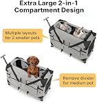 Veehoo Grand porte-animaux avec roues pour 2 Chats, très longs 76cm Porte-chat pliable avec diviseur amovible & Poignée télescopique, transporteur de voyage pour animaux de compagnie 2 Petits chiens, 76× 38× 51 cm