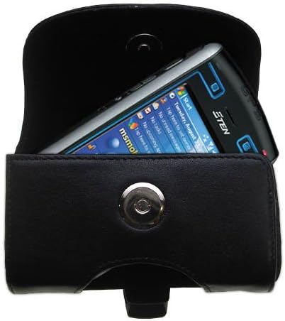GomadicDesigner Gomadic Black Leather ETEN M500 Belt Carrying Case – Includes Optional Belt Loop and Removable Clip