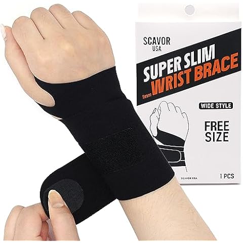 SCAVOR Wrist Brace for Carpal Tunnel – Thin Wrist Brace for Men and Women – Soft and Comfortable Wrist Compression Sleeve –Reusable Wrist Brace for Tendonitis (Black-1pcs) Cover