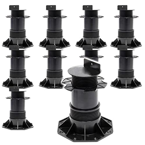XPOtool Lot de 10x Plots de terrasse – Charge 2700 kg – Hauteur réglable 140-210 mm – en PP – Pieds de support pour Lames Dalles Lambourdes