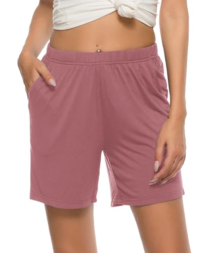 Image of JINSHI Womens Pajama Shorts Soft Comfortable Lightweight Elastic Drawstring Modal Pajama Bottoms Lounge Shorts with Pockets