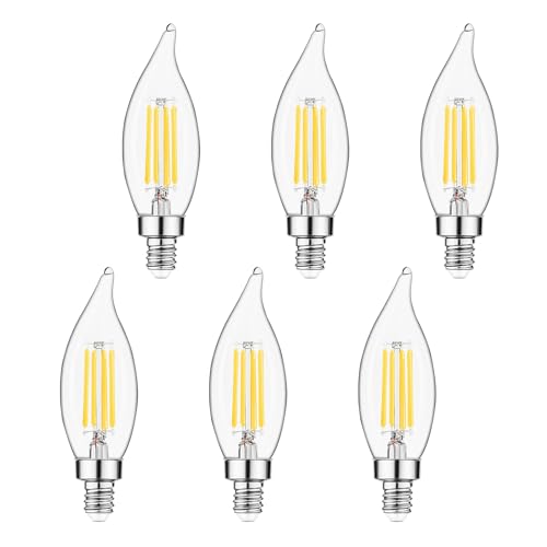Sigalux E12 LED Candelabra Bulb 60 Watt Equivalent, Dimmable Chandelier Light Bulbs 5000K Daylight, CA10 Candle Bulbs for Chandelier, 5W, 450LM, 6 Pack