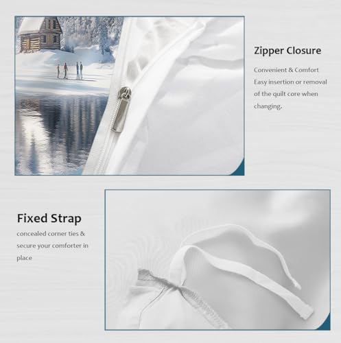 Housse couette neige blanche ensemble doux pour des nuits sereines - 7