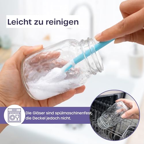 Foto von volila 6 Stück Einmachgläser mit Schraubdeckel- 490ml Mason Jar mit Deckel für Einkochgläser Overnight Oats, Meal Prep, Vorratsgläser mit Schraubverschluss & Fermentierglas