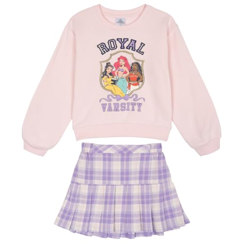 Image of Disney Girls' 2-Piece Fleece Sweatshirt and Pleated Skirt Set Toddler to Big Kid