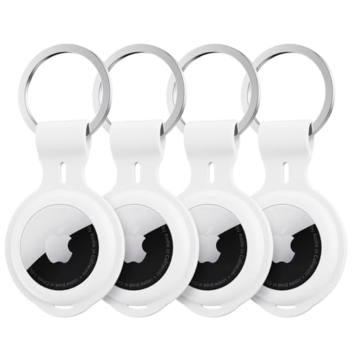 4 Pack for Airtag Case Holder Keychain Silicone for Apple Air Tagholder Waterproof for Air Tags Cover Key Ring Accessories GPS Item Tracker for Luggage Suitcases Pet Dog Cat Collar Bike Keys Car Kids