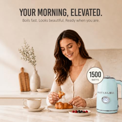 Nostalgia Retro Electric Kettle,1.7L Enamel-Coated Stainless Steel - Aqua - image 6