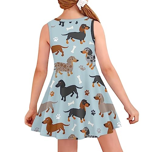 Girls Summer Dress High Waisted Sleeveless Camisole Party Holiday Swing Sunny Dress for 3-16 Teens2