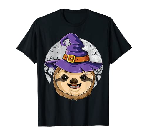 Bradipo strega divertente regali di Halloween ragazze donne amanti degli animali Maglietta