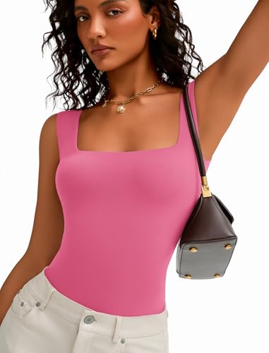 Image of Avidlove Bodysuits for Women Square Neck Body Suit Double Lined Tank Top Bodysuit Soft