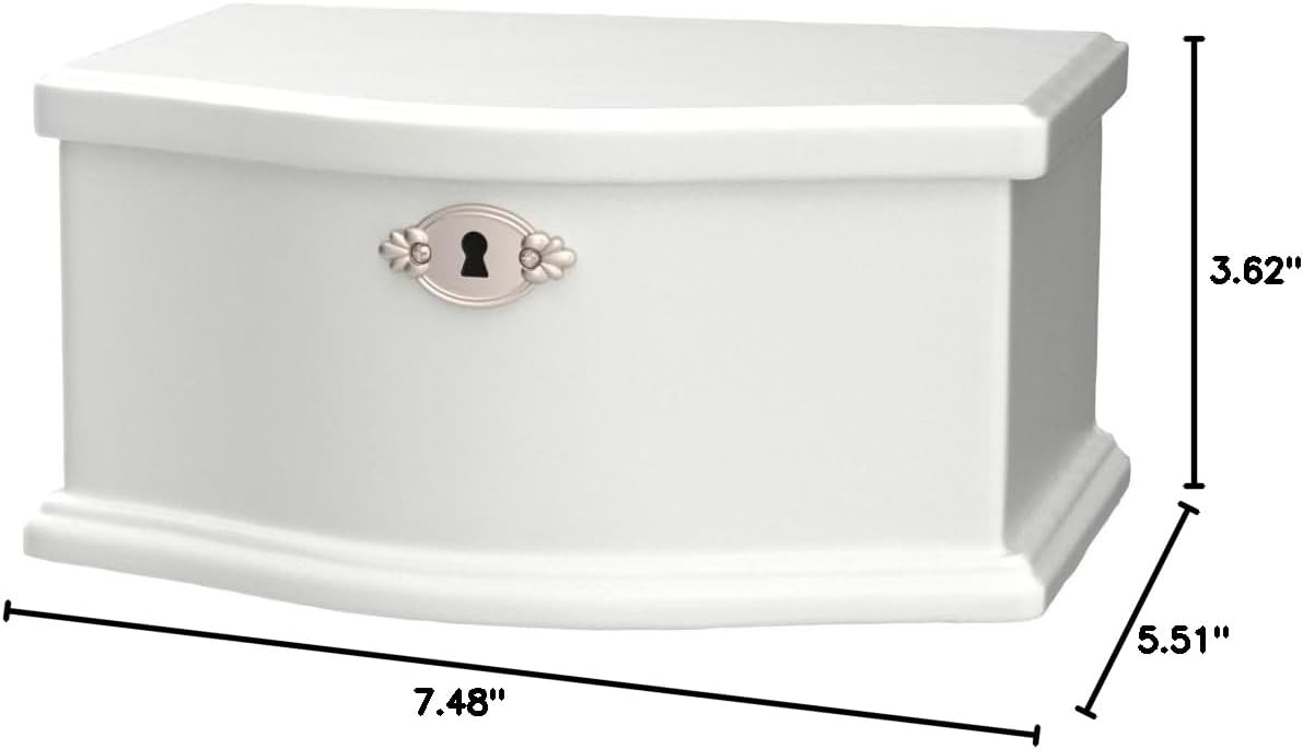 Elle Jewelry Box - Ballerina Jewelry Organizer and Swan Lake Wind-Up Music Box for Girls and Teens, Accessories and Keepsake Wooden Storage with Lock and Mirror, Charming Room Decor and Gift, Small