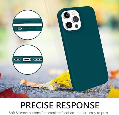 Image of M Cart Compatible with iPhone 13 Pro Max Case 6.7 Inch Liquid Silicone Soft Gel Rubber Slim Microfiber Lining Cushion Cover Shockproof Protective Phone Case for iPhone 13 Pro Max -Dark Greenish Blue