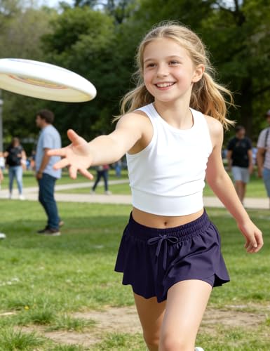 Image of KEREDA Girls Flowy Shorts,Youth /Toddler Butterfly Shorts with Spandex Liner 2-in-1 for Running,Sports,Athletic,Fitness,Tennis