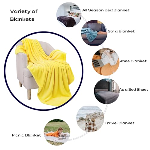 Image of JIAHANNHA Fleece Blanket Throw Size Yellow Throw Blankets for Couch Sofa Bed 300GSM,Super Soft Cozy and Luxury Bed Blanket for All Season,50 by 60 Inches