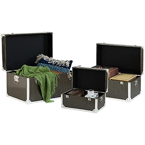 Vintiquewise Faux Leather Storage Trunk Set Cover