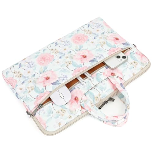 DACHEE Laptop Shoulder Bag for 15 Inch/15.6 Inch Macbook Pro (Pink Rose(07, 15 inch/15.6 inch)