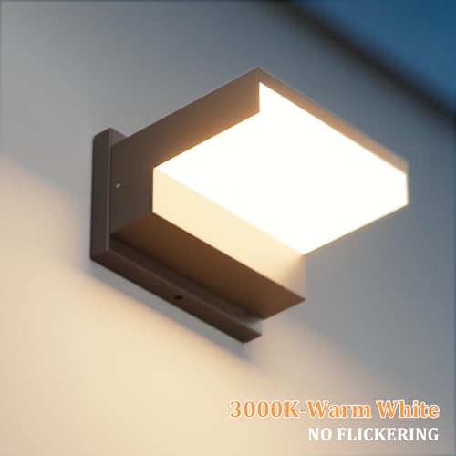 Image of 2 Pack Modern Outdoor Wall Light 3000K Aluminum LED Exterior Wall Sconces IP65 Waterproof for Patio Porch(Black)